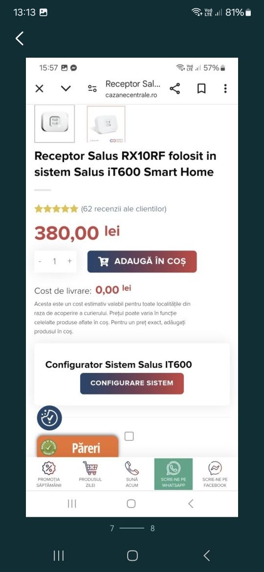 vand 2 grup amestec încălzire pardoseala și  receptor salus centrala
