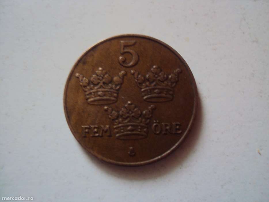 Moneda rara bronz de 5 Ore 1937 A Suedia
