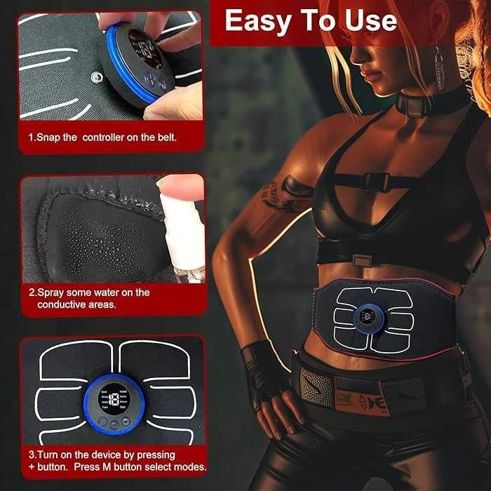 Centura de electrostimulare musculara EMS abdomen reincarcabila USB