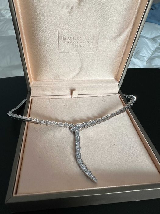 Colier Serpenti cristale placat cu aur alb Bvlgari