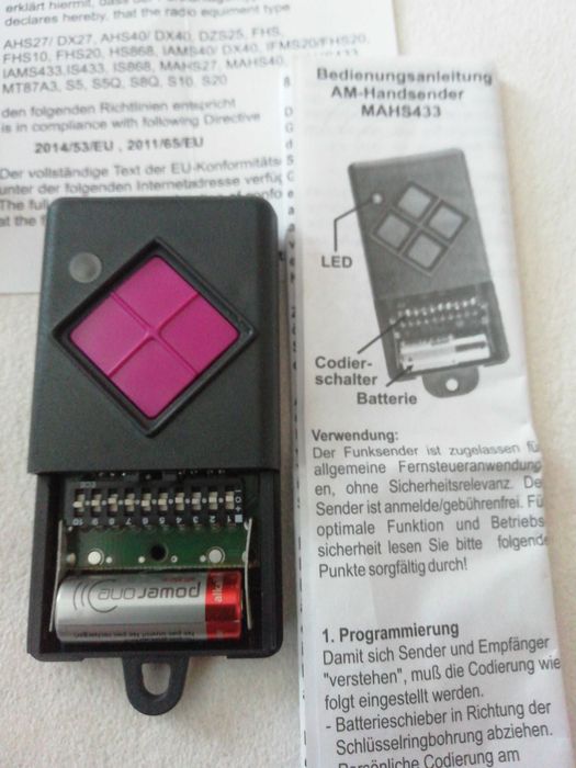 Ръчен предавател Дистанционо Dickert MAHS433-01 с 1 канал.