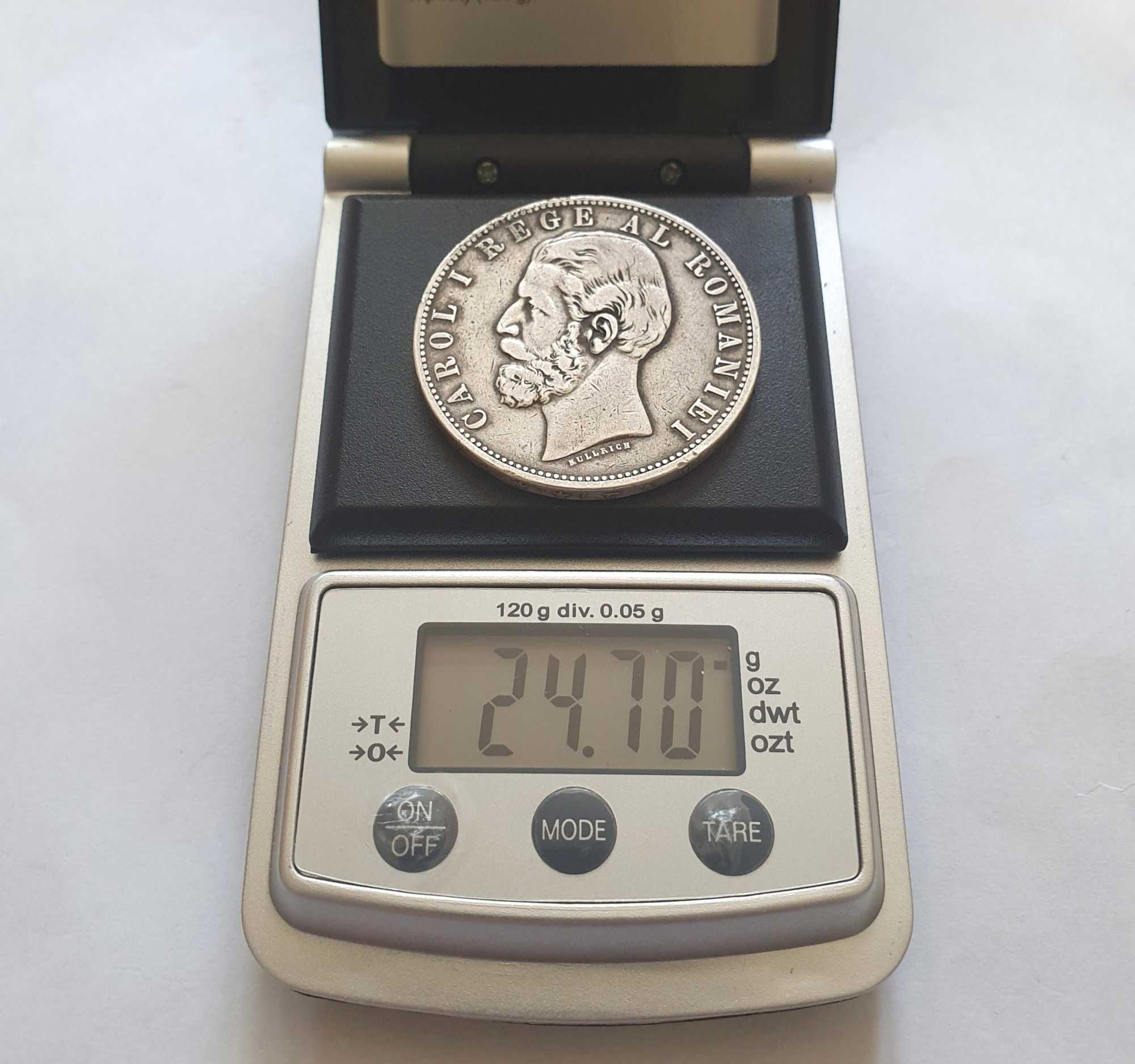 Moneda 5 lei 1883 argint, Carol 1