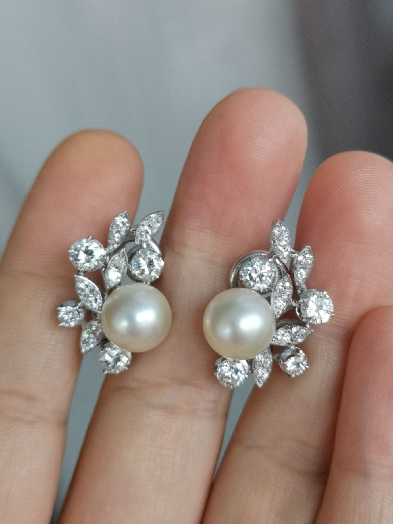Cercei lux aur 18k cu perla și diamante