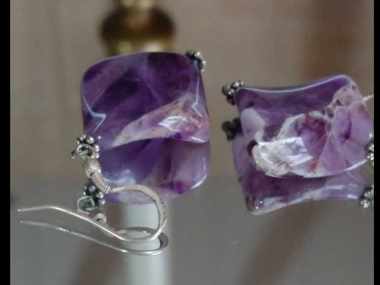 Cercei din argint cu pietre naturale de ametist