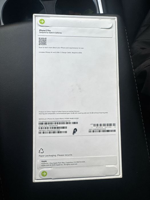 Iphone 17Air space gray 512Gb. Barter 17pro max mani doplatam bilan