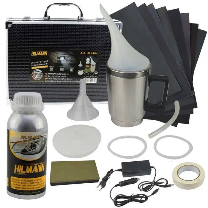 Kit restaurare faruri cu cana si solutie polimer 600ml cutie 220v /12v