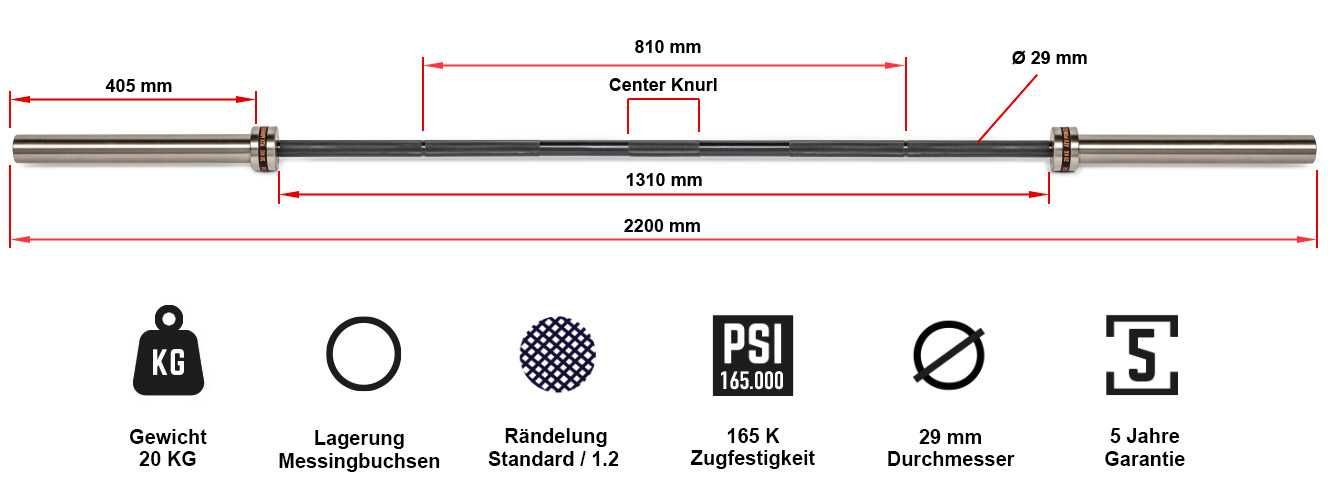 Олимпийски Лост 220 см, 20 кг Power Lifting Training Bar