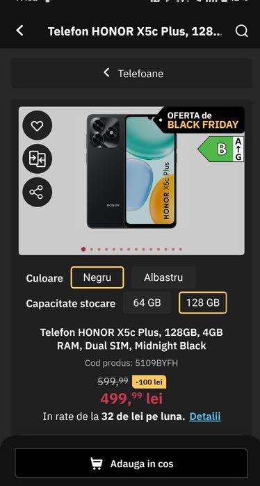 Honor x5c plus 128 gb.Nou sigilat