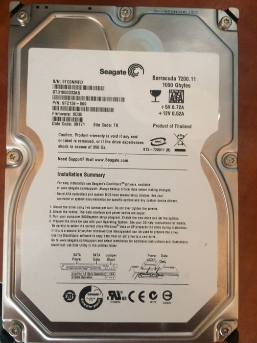 Hard seagate 1tb