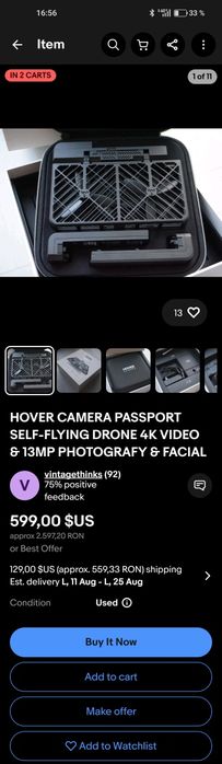 Dronă autonomă Hover Camera