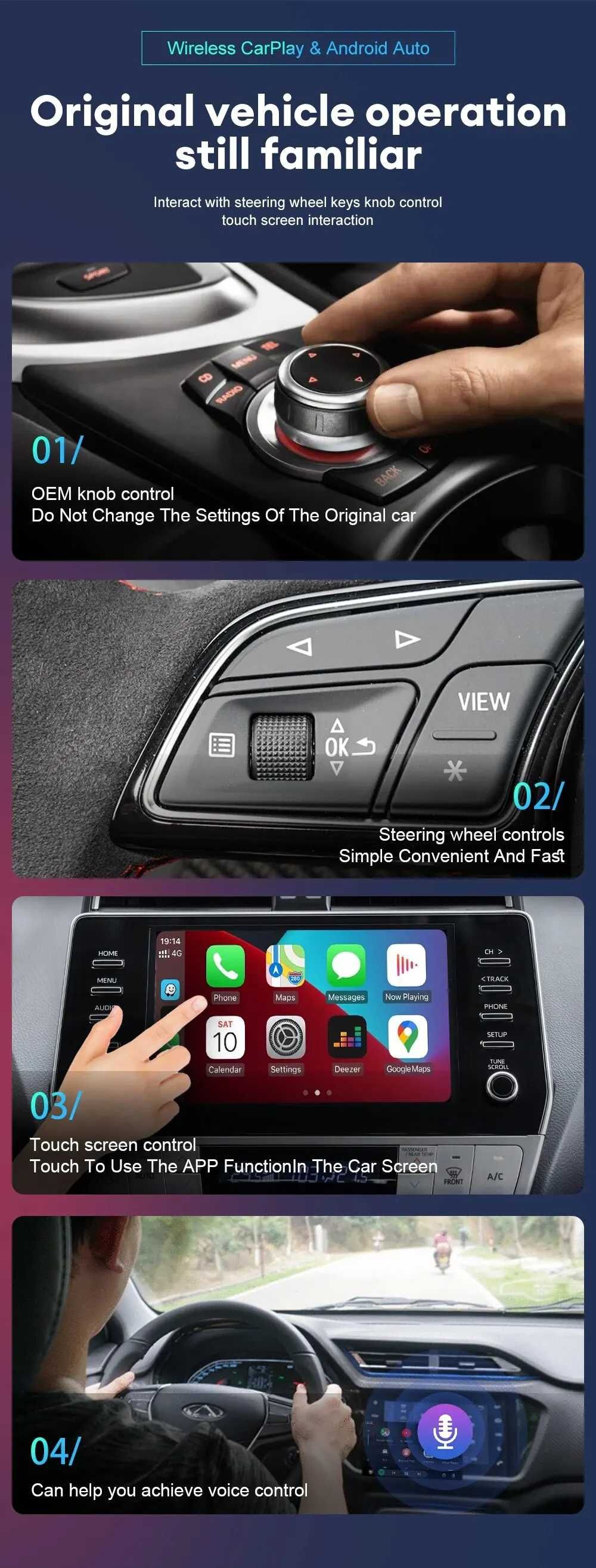 Mini Carplay AutoBox Dongle cu fir la wireless