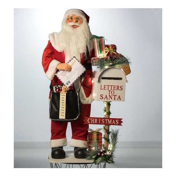 Коледна реалистична фигураДядо Коледа - пощальон със светлина и музика