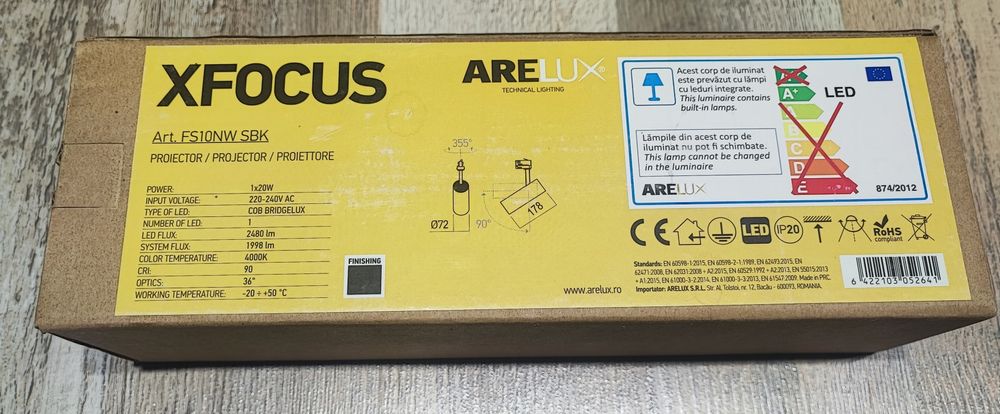 Proiector Arelux LED FS10NW SBK, Negru