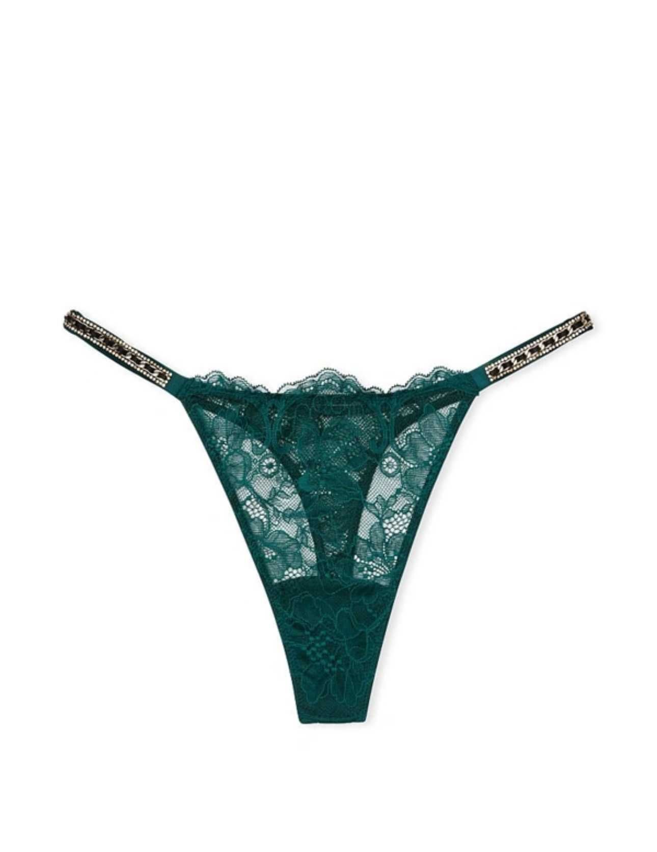 Victoria's Secret - Chiloti Tanga din Satin, Dantela cu pietre VS.