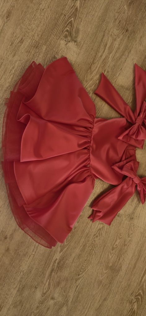 Rochie MonBebe de ocazie fete tafta cu fundite Barbie