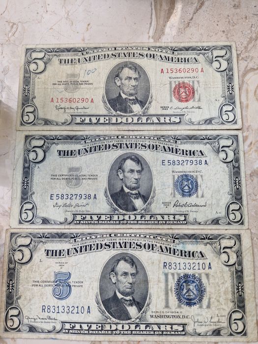 5 долара 1934г,1953г и 1963г