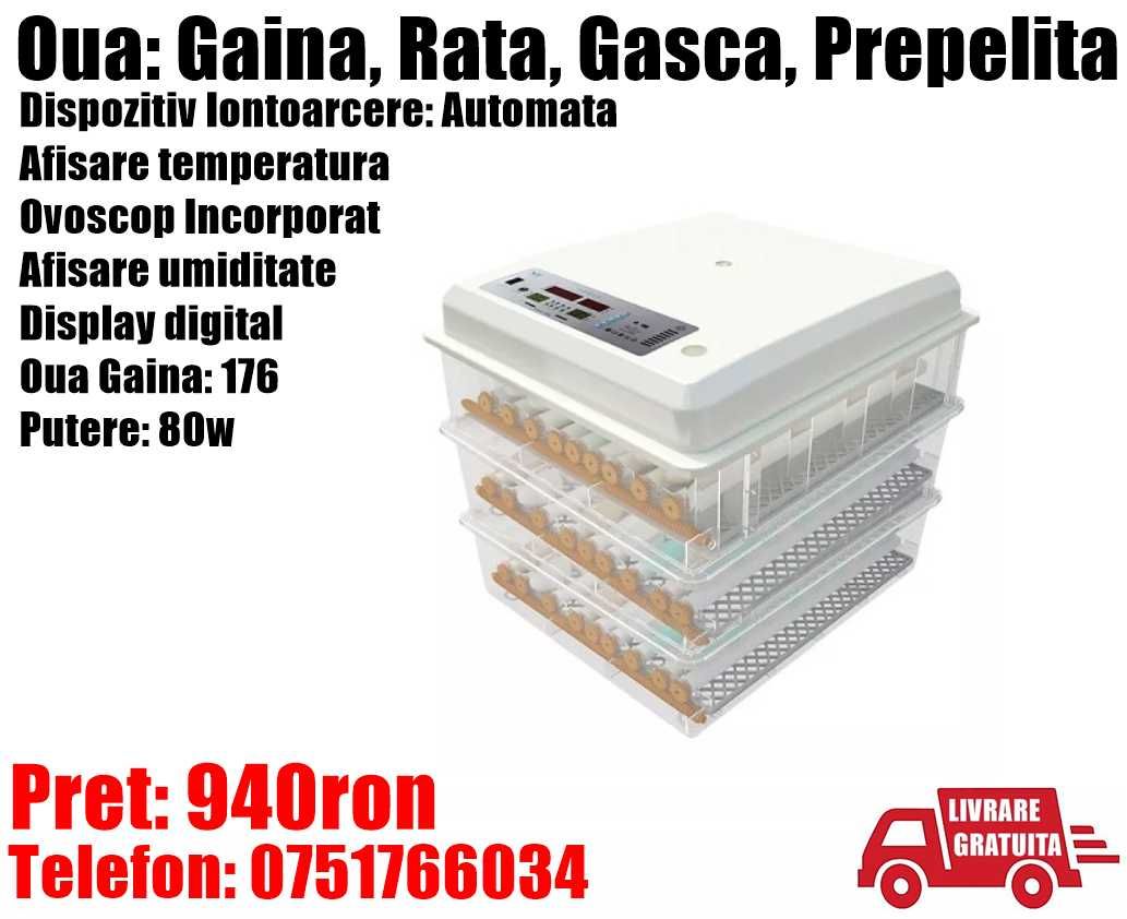 Incubator Clocitoare 176 Oua Gaina Rata Gasca Automat LivratGRATUIT