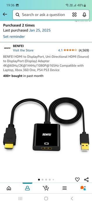 Adaptor Benfei Hdmi to Display Port