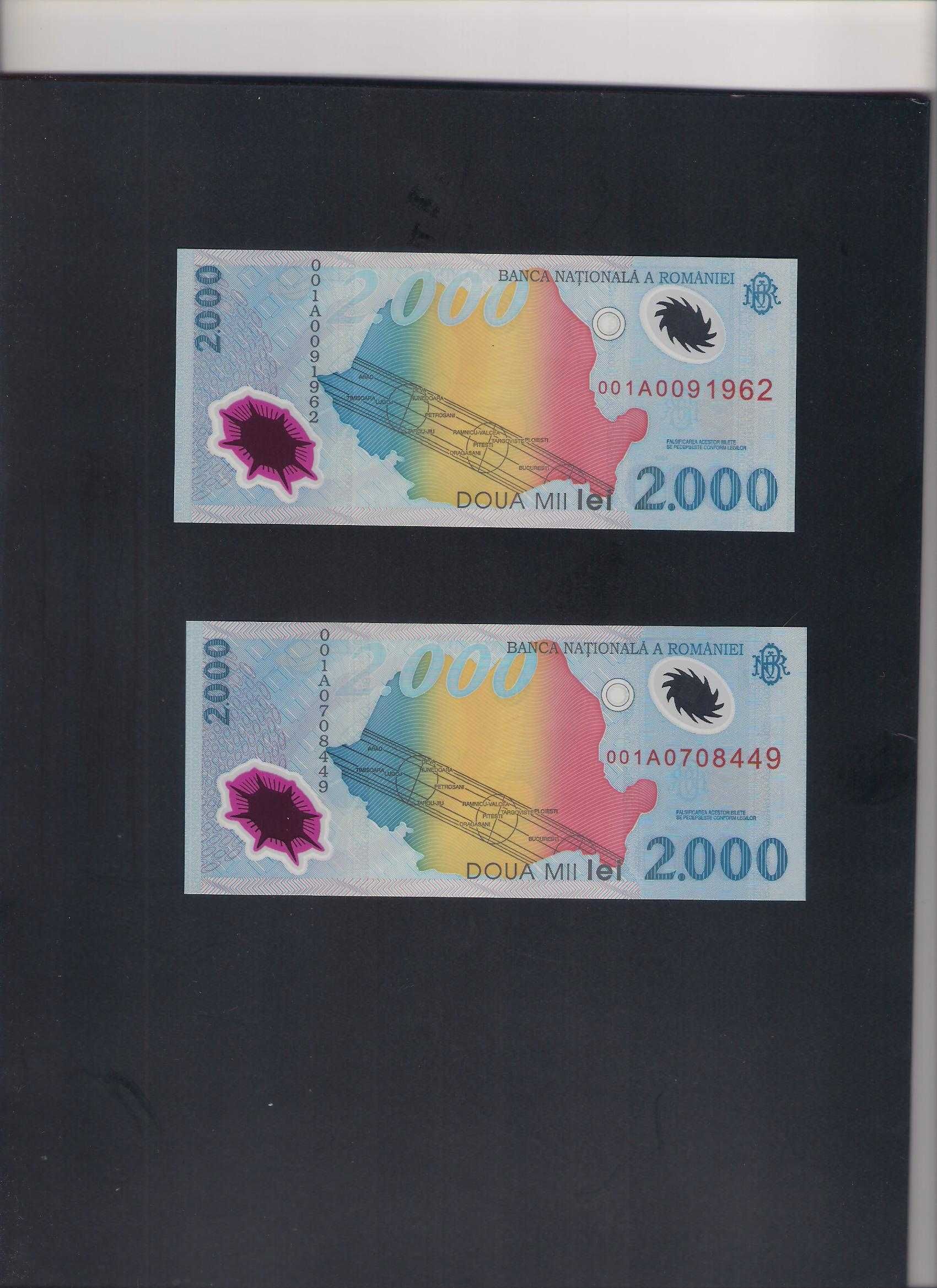 Bancnote de 2000 lei 1999 cu eclipsa.