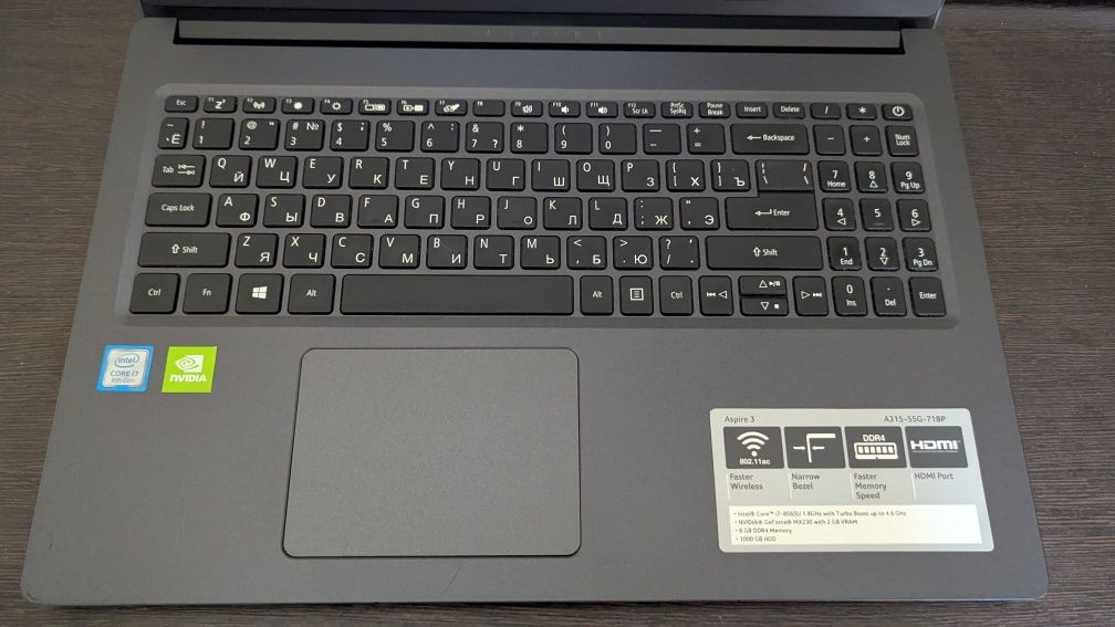 Ноутбук Acer Aspire/ i7-8th Gen/8 GB/MX 230