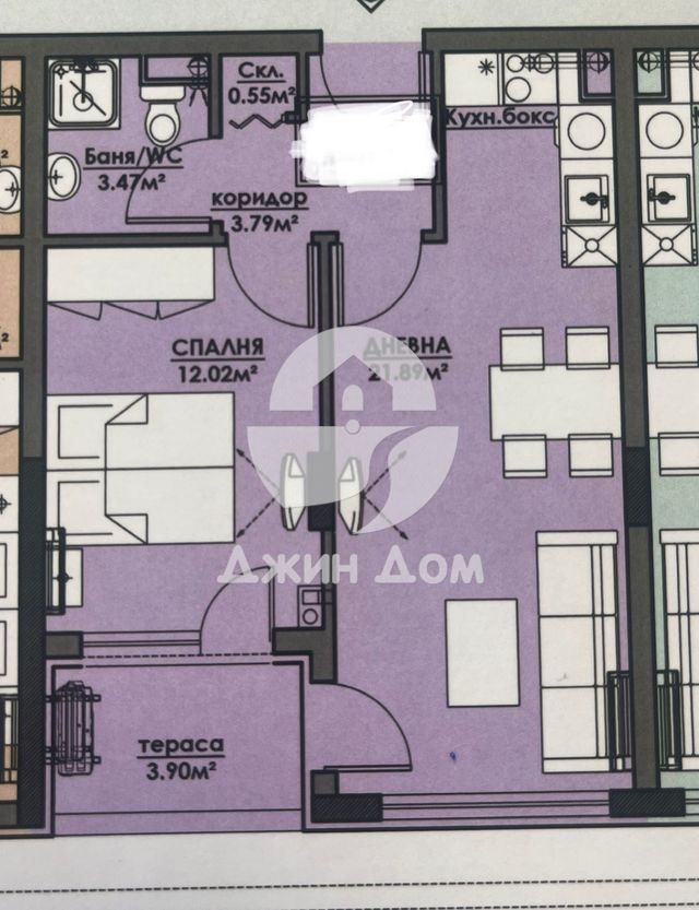 Двустаен апартамент с НИСКА ТАКСА ПОДДРЪЖКА в к-с „Азимут 2“, Бургас