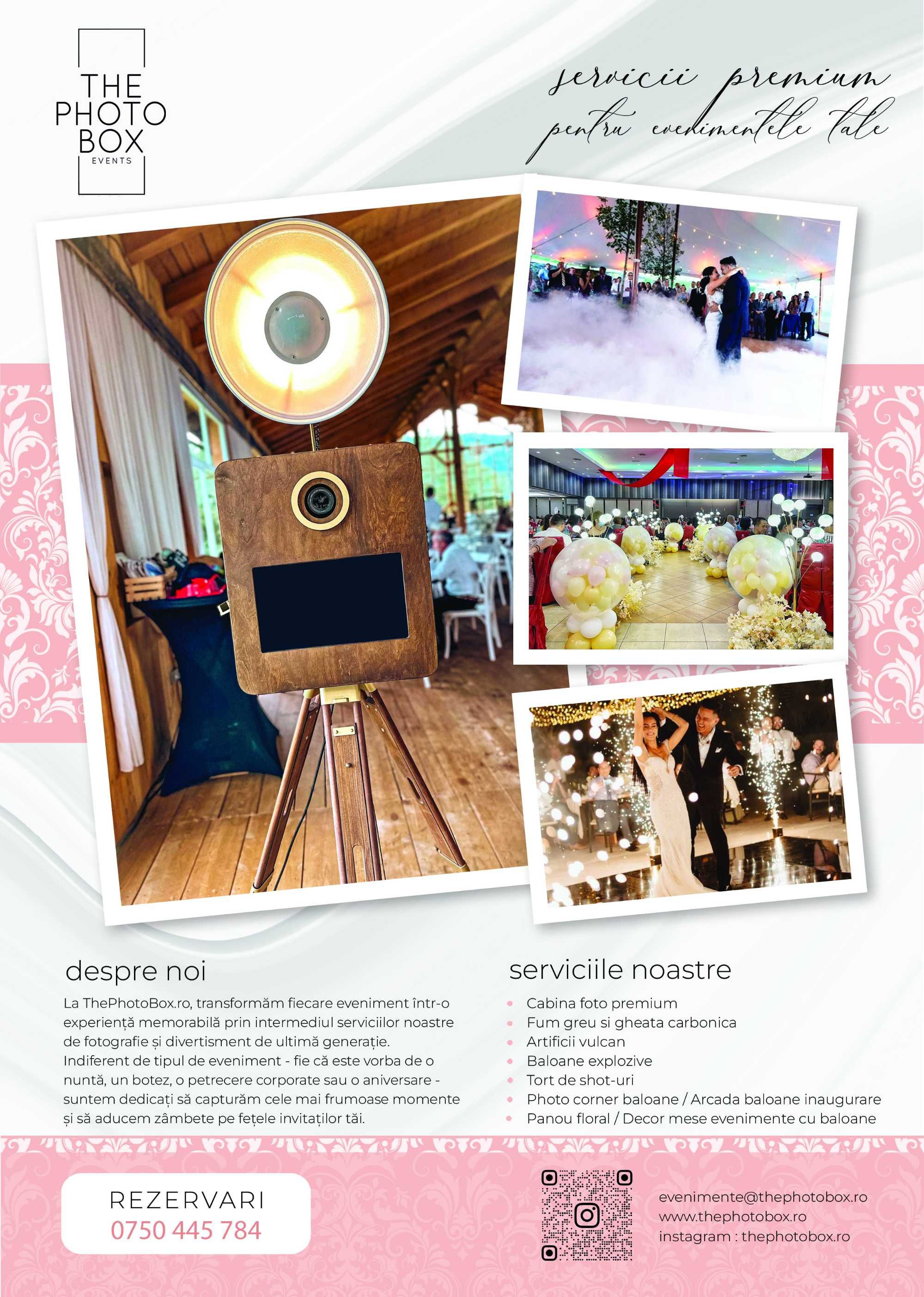 Cabina foto, Candy Bar, Artificii, Fum, Tort Shoturi, Photo Corner