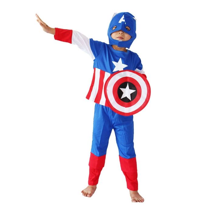 Costum Captain America copii, First Avenger, 5-7 ani, figurina inclusa