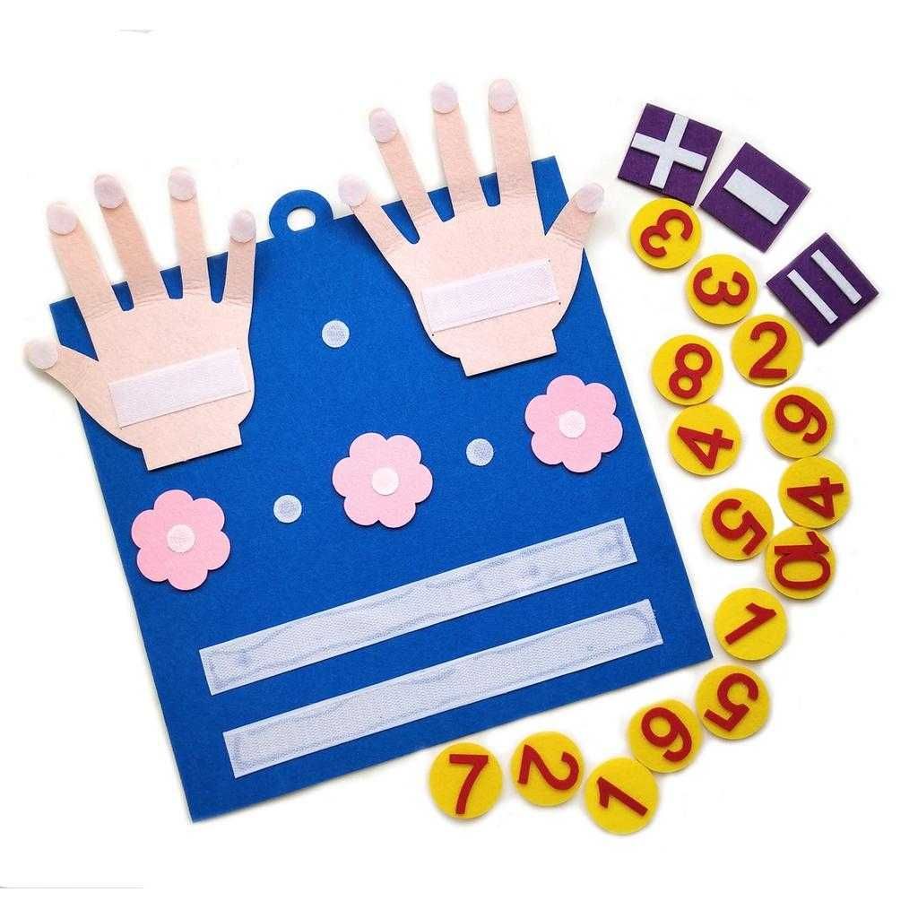 Numere si degete din pâslă Montessori pentru copii Jucării matematice