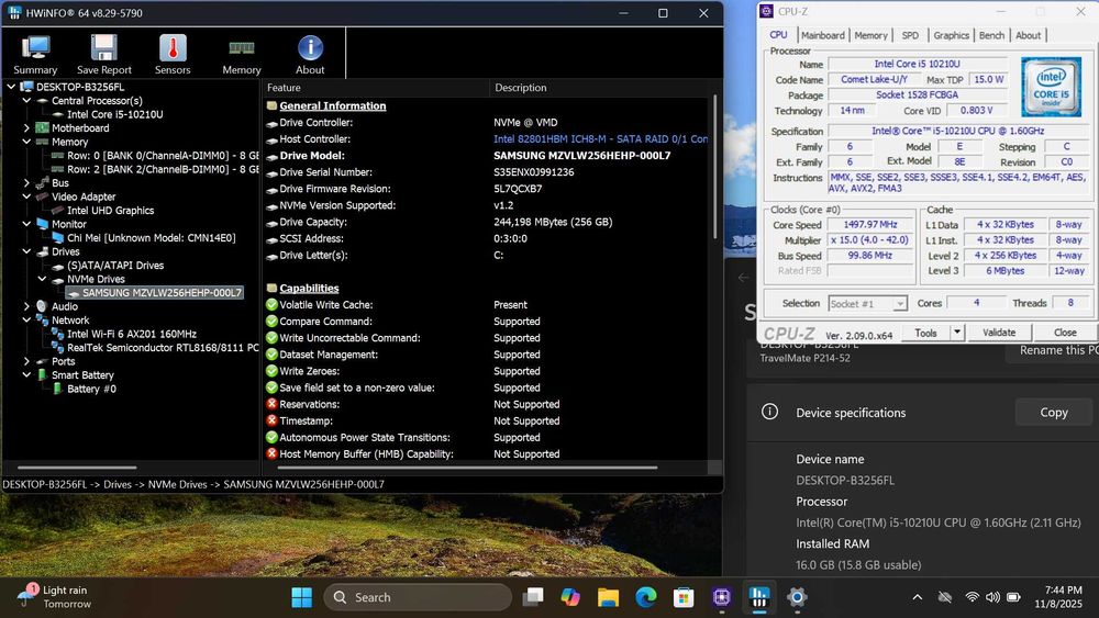 Acer TravelMate P214-52 i5-10210U 16GB DDR4 256GB SSD Windows 11