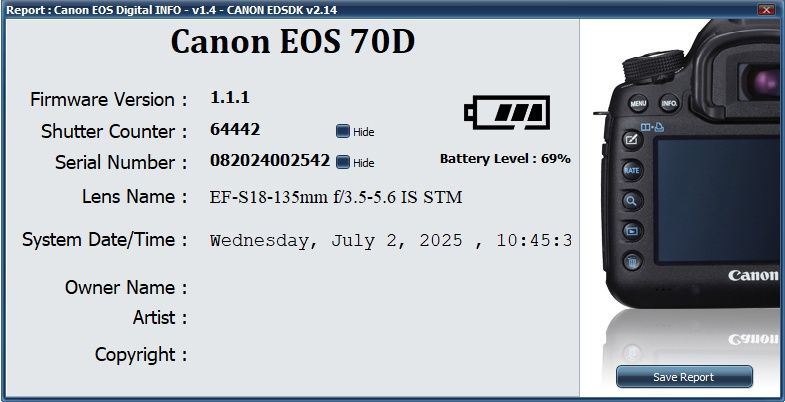 Canon 70D body + Canon 18-135mm IS STM + Canon 50mm