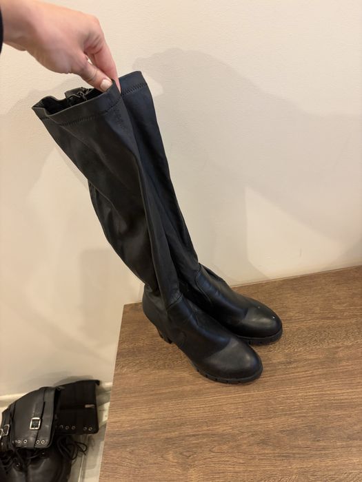 Лот черни кожени боти, ботуши и чизми 38 номер на ток