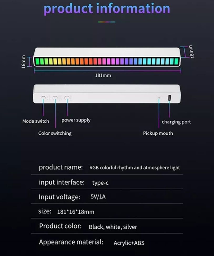 Tub jocuri lumini RGB cu senzor audio