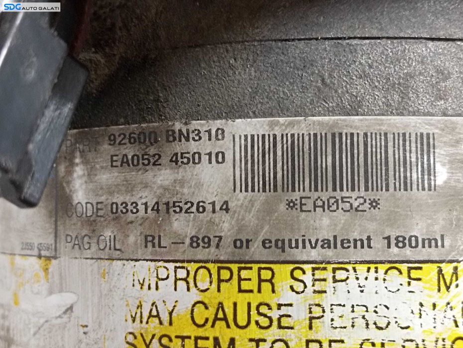 Compresor AC Aer Conditionat Clima Nissan Primera 2.2 DCI 2000 - 2007 Cod 92600-BN310 EA052-45010 [M5787]