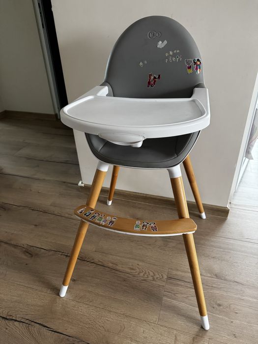 Детско Столче За Хранене 2 В 1 KinderKraft FINI, Сиво