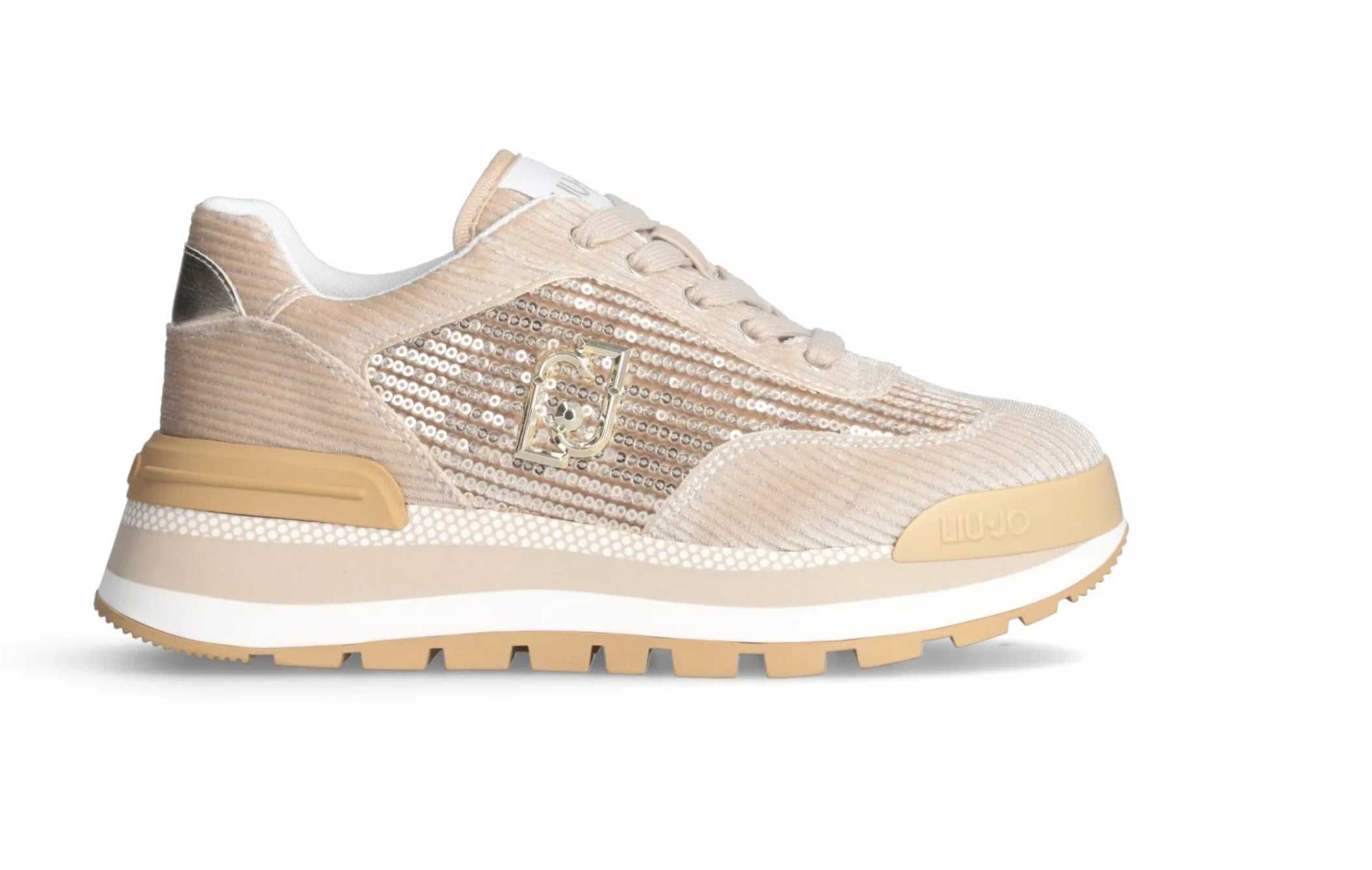 Дамски Маратонки LIU JO AMAZING 23  sneaker lurex VELVET/SEQUINS taupe