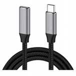 Cablu USB C mama - USB C tata, 100 W, 1.5 m, Negru/Gri