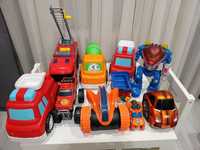 Lot 9 masini + un robot, pompierii, masina de teren,robotul cu sunete