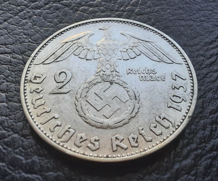 Стара сребърна монета 2 марки 1937 г. буква Е  Германия- прекрасна !