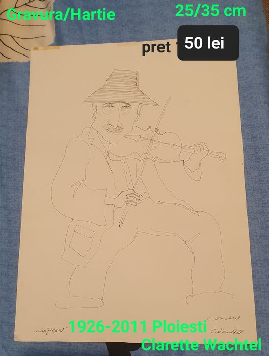 Gravura pe coala cu semnatura