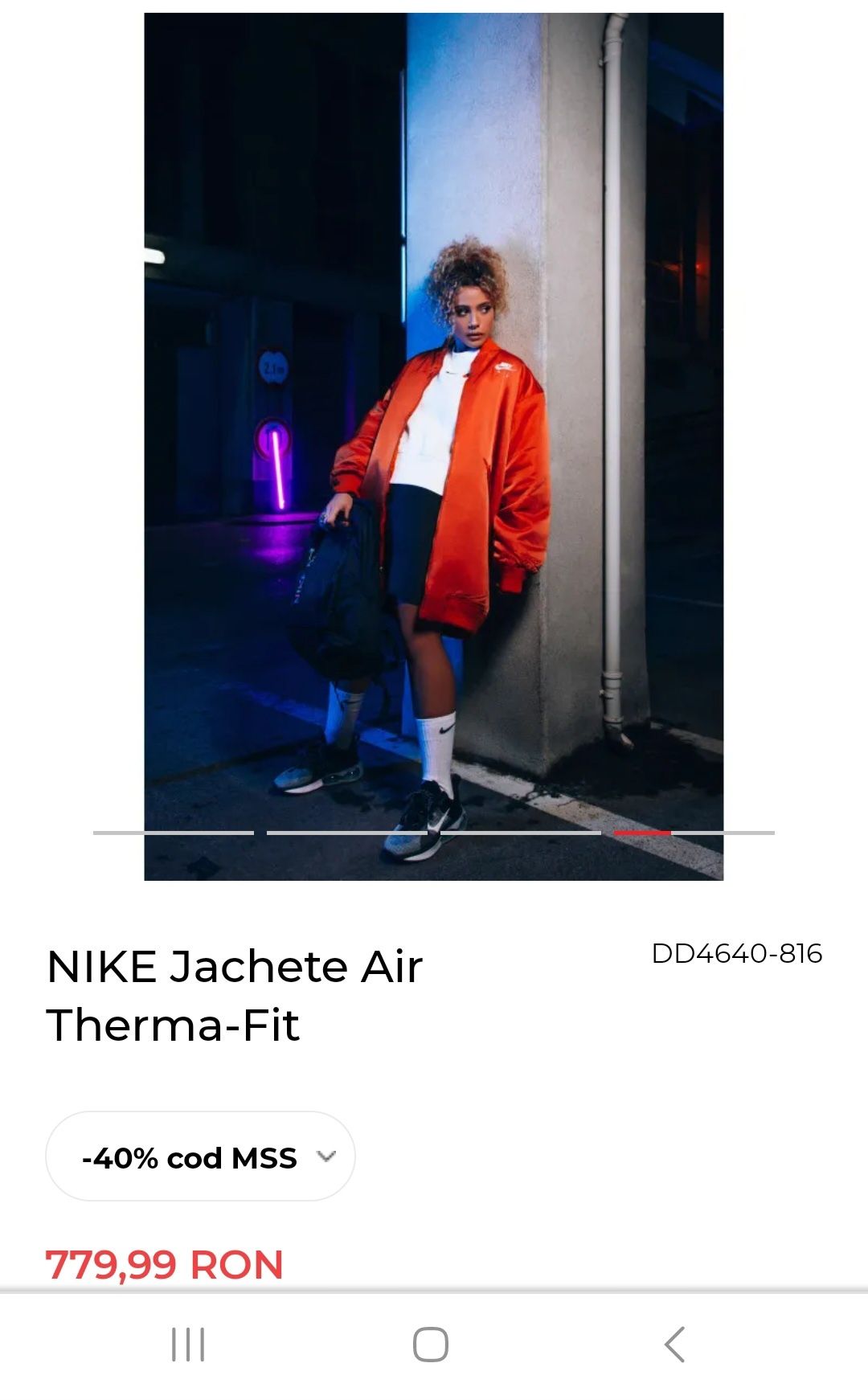 Geaca bomber Nike Orange lunga !S Noua fără etichetă!