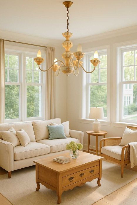 Порцеланов полилей с 5 рамена и флорална декорация