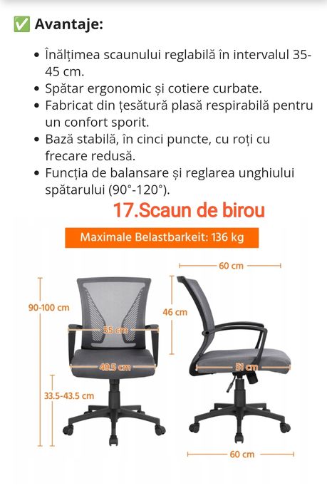 Scaun de birou Ergonomic, Confortabil