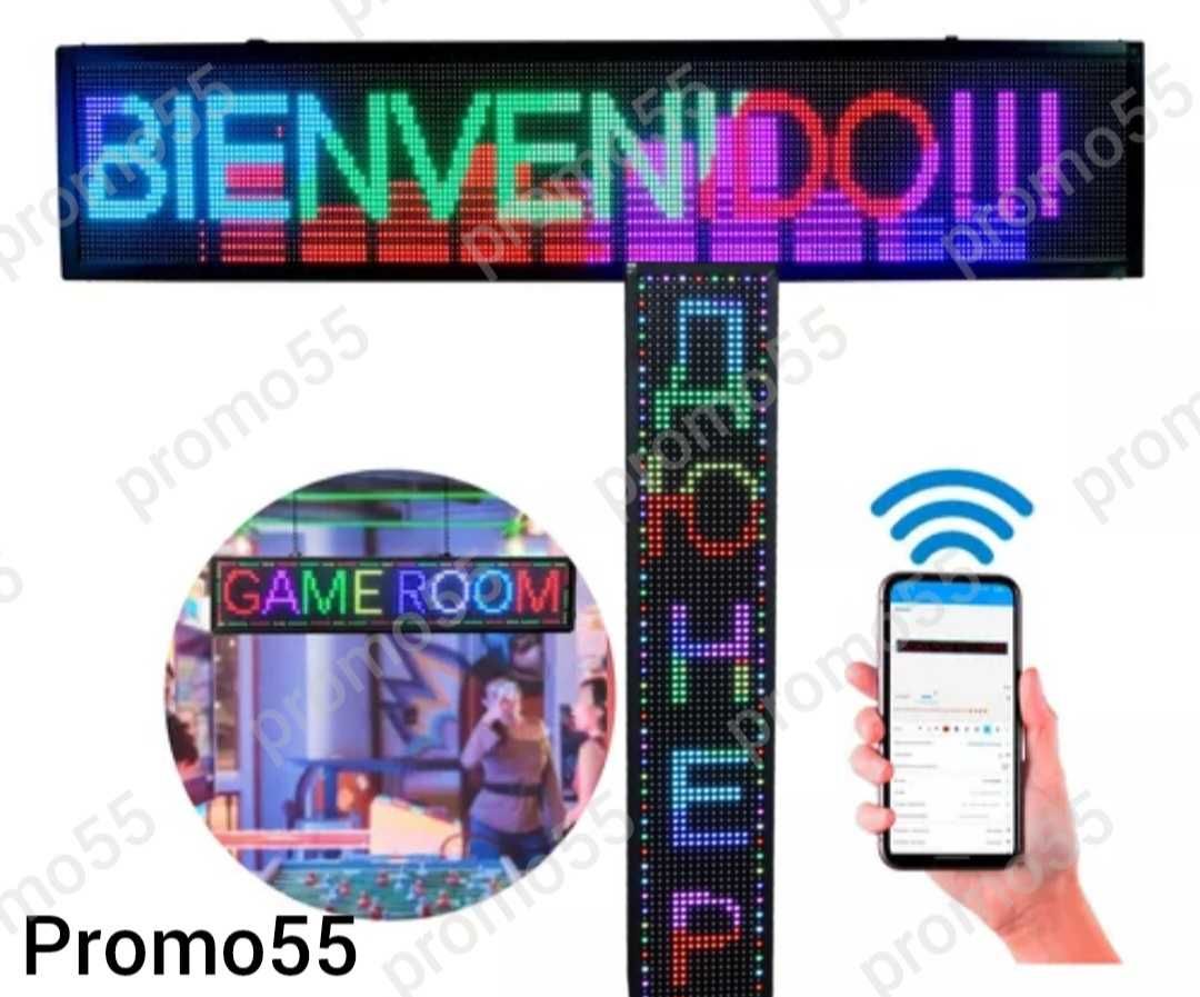 Светещо Рекламно Лед Табло 100х20см. Многоцветно RGB, WIFI
