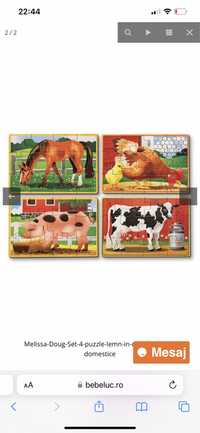 Set 4 puzzle lemn in cutie Animale domestice  Melissa & Doug