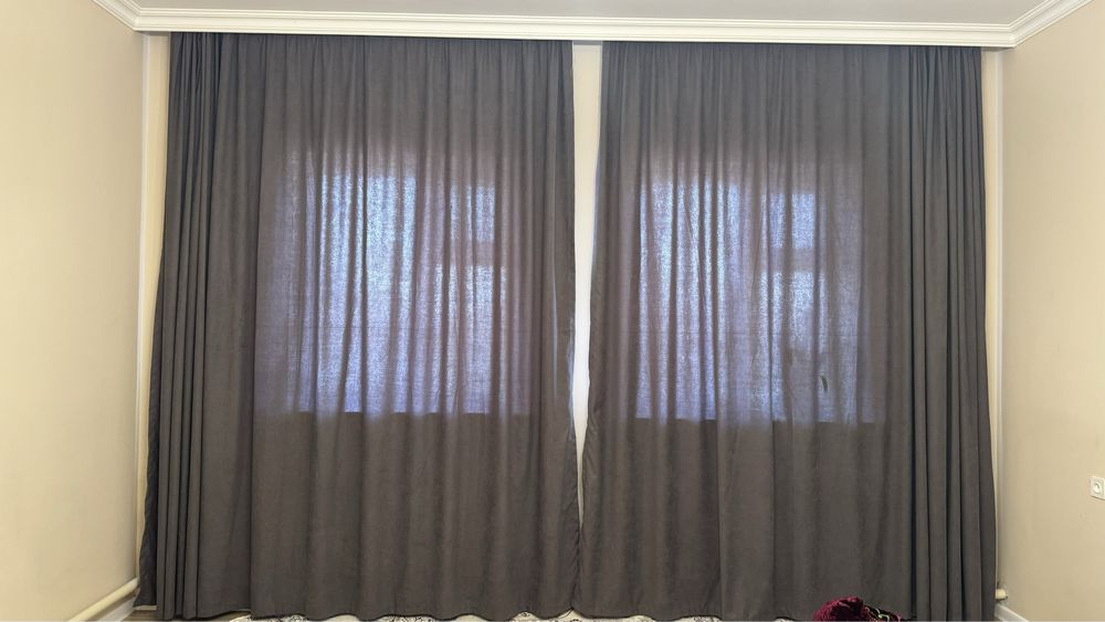 Шторы серого однотонного цвета