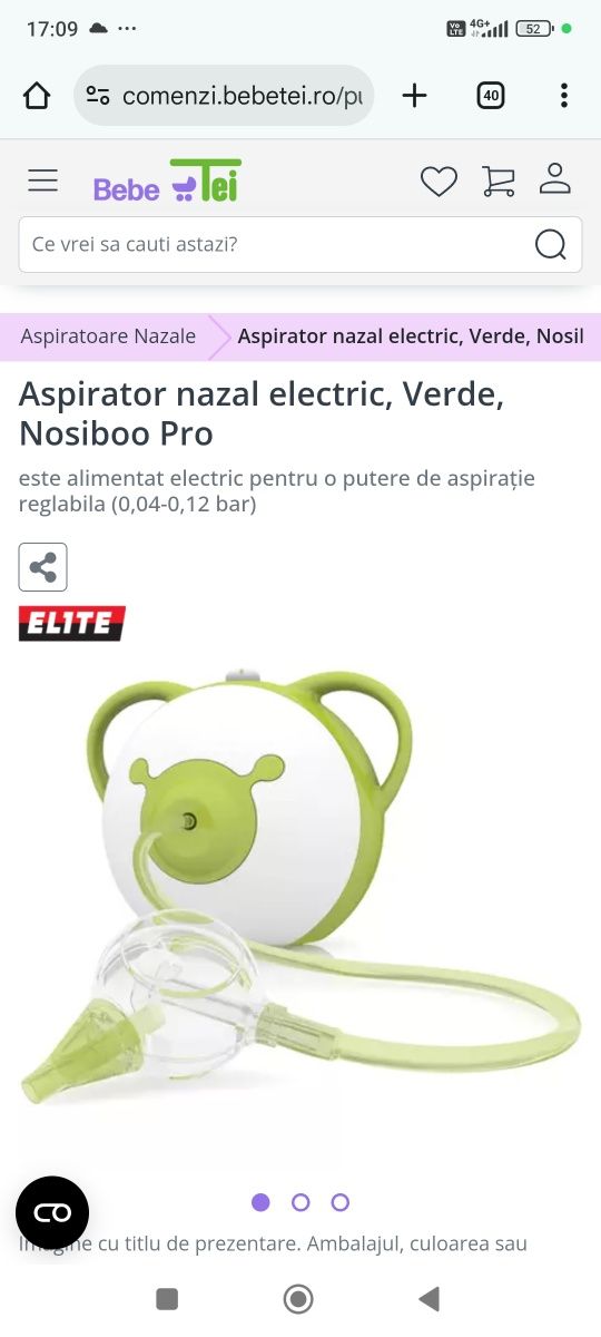Vand Aspirator nazal electric, Verde, Nosiboo Pro, NOU