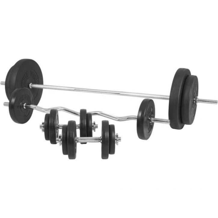 Banca multifunctionala fitness + set greutățI 100 kg 30/31 mm