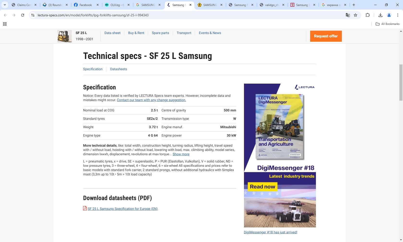 Мотокар Газокар Samsung SF 25 L