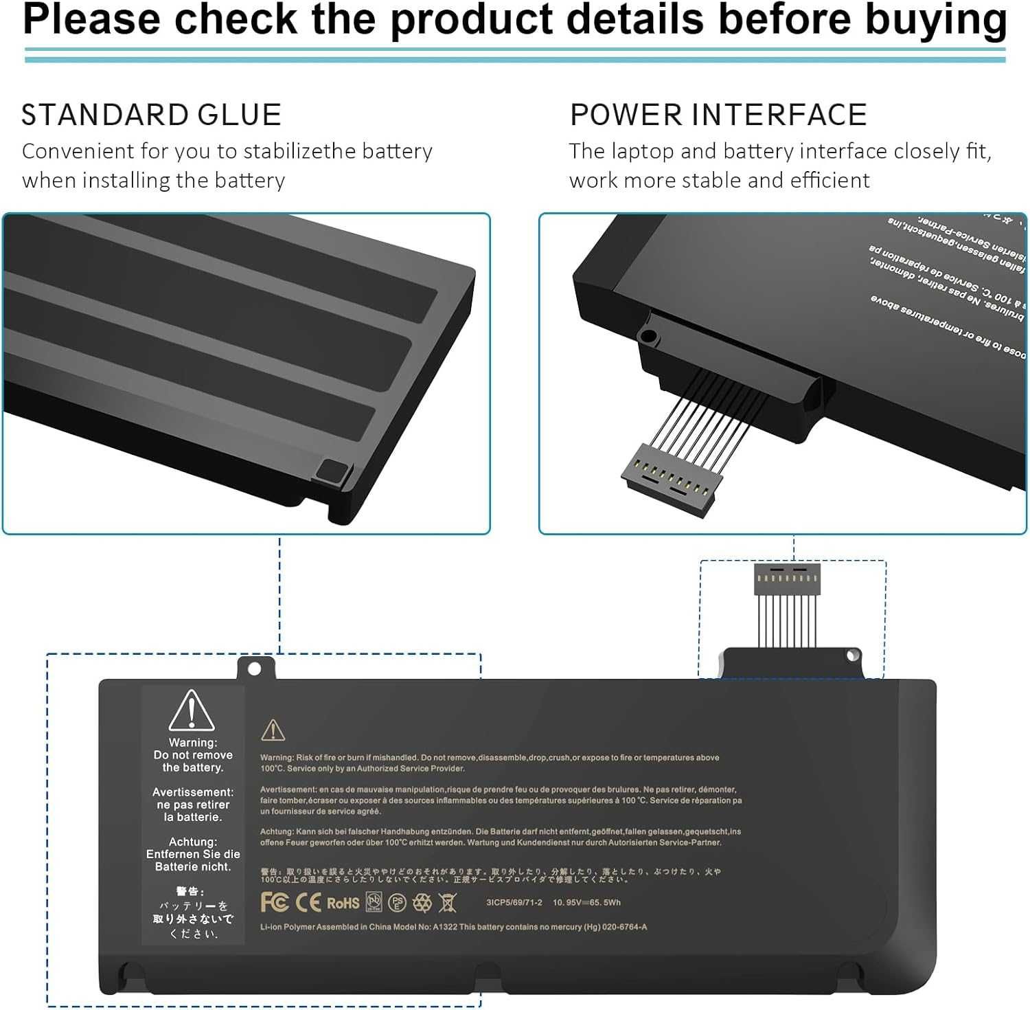 Батерия за лаптоп HJTPOWER A1322 A1278 MacBook Pro 13"-10.95V 65.5Wh