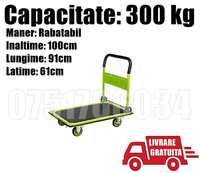 Platforma Carucior Transport Marfa Bidoane 4 Roti 300kg LIVRAT GRATUIT